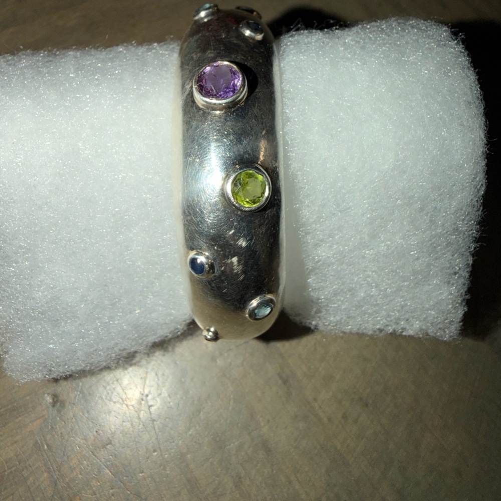 Sterling silver multi gemstone cuff bracelet - Picture 6 of 9